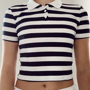 A cropped collared shirt